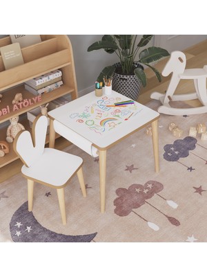 Obi Atölye Çocuk Oyun Aktivite Masası 45X45 cm - Kağıt Rulo Set - Montessori Sandalye Çalışma Masası
