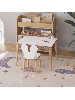 Obi Atölye Çocuk Oyun Aktivite Masası 60X45 cm Çocuk Çalışma Masası Masa Sandalye Seti