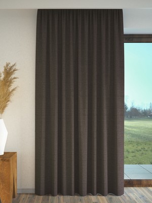 Antrasit Renk Keten Dokulu Fon Perde Ekstrafor Büzgülü