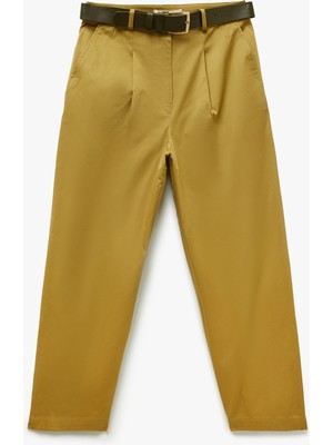 Koton Pamuk Karışımlı Kemerli Gabardin Havuç Kesim Pantolon