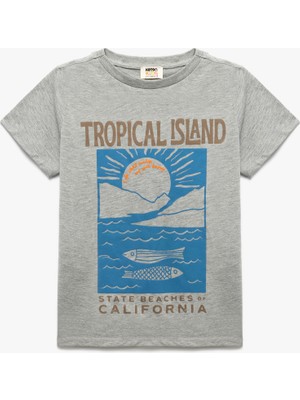 Koton Baskılı Bisiklet Yaka Kısa Kollu Tişört