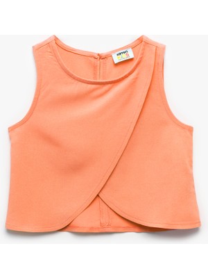 Koton Asimetrik Kesim Yuvarlak Yaka Keten Karışımlı Kolsuz Bluz