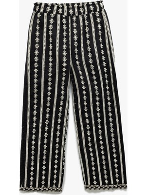 Koton Beli Lastikli Pamuklu Brodeli Pantolon