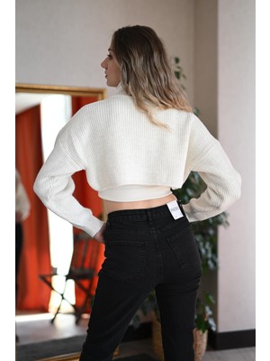 Lemajh Fermuarlı Crop Sweatshirt