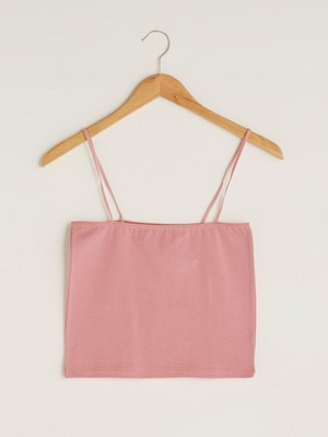 Ince Askılı Düz Crop Kadın Atlet