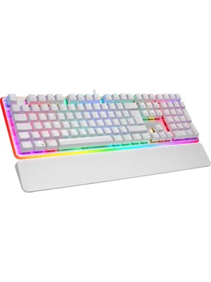 Rampage KB-R96 ULTIMATE Beyaz Optical Switch Full RGB ve Metal Gövdeli Su Geçirmez Gaming Mekanik Klavye