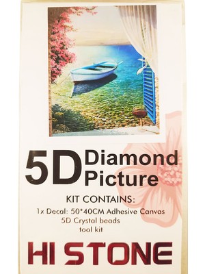 5d Elmas Taş Işleme Kiti 40X50 cm Kayık Desen