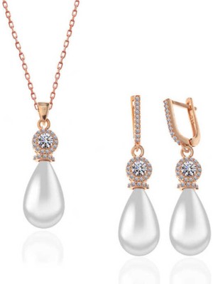 Gümüş Rose Damla Inci Kadın Set CSR2184730