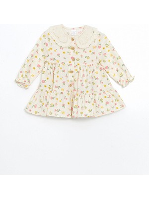 Bebe Yaka Çiçekli Kız Bebek Elbise