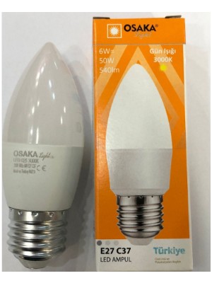 Osaka 6W=50W 540 Lümen E27 LED Buji  3000 Kelvin Günışığı