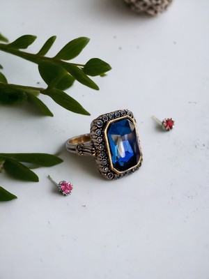 Fayra Accessories Kristal Taşlı Baget Yüzük