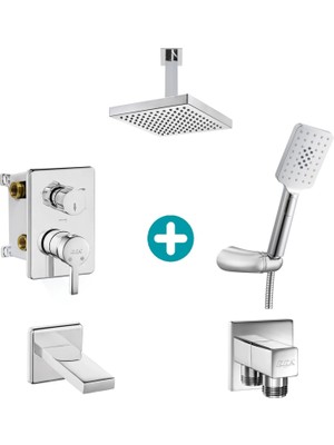 Eca Mina Ankastre Gömme Banyo Bataryası Duş Seti Tüm Parçalar Dahil Tavandan