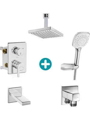 Eca Icon Ankastre Gömme Banyo Bataryası Duş Seti  Tüm Parçalar Dahil Tavandan