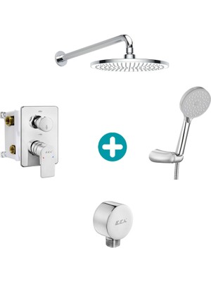 Eca Dalia Yuvarlak Ankastre Gömme Banyo Bataryası Duş Seti Tüm Parçalar Dahil