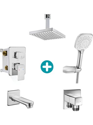 Eca Royal Ankastre Gömme Banyo Bataryası Duş Seti Tüm Parçalar Dahil Tavandan