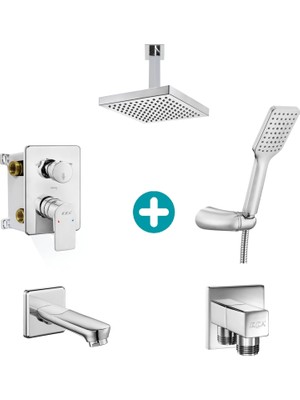 Eca Dalia Ankastre Gömme Banyo Bataryası Duş Seti Tüm Parçalar Dahil Tavandan