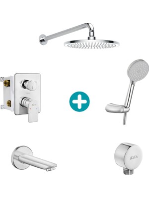 Eca Dalia Yuvarlak Ankastre Gömme Banyo Bataryası Duş Seti Tüm Parçalar Dahil