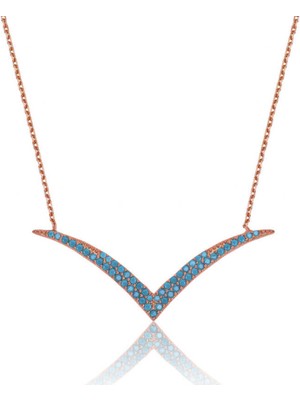 Gümüş Firuze Taşlı Martı Kadın Kolye CSR2181776