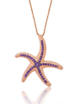 Gümüş Mor Deniz Yıldızı Kadın Kolye CSR2181781