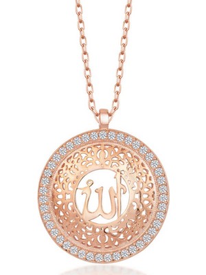 Gümüş Rose Allah Yazılı Kadın Kolye CSR2180970