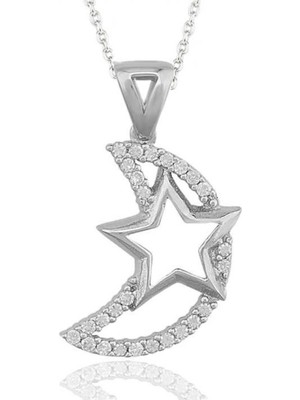 Gümüş Ay Yıldız Kadın Kolye CSR2181657