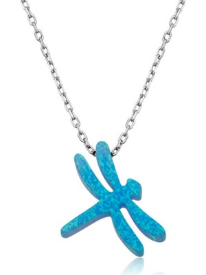 Gümüş Mavi Opal Taş Yusufçuk Kadın Kolye CSR2181365