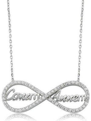 Gümüş Canım Annem Yazılı Sonsuzluk Kadın Kolye CSR2181692