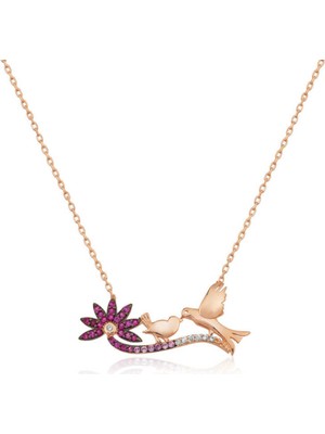 ​Gümüş Rose Anne ve Yavru Kuş Kadın Kolye CSR2180650