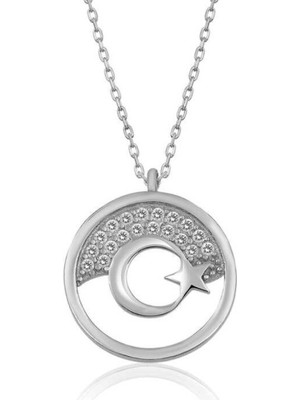 Gümüş Ay Yıldız Kadın Kolye CSR2183229