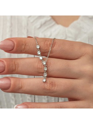 Gümüş Zirkon Sıra Taşlı Kadın Kolye CSR2181330