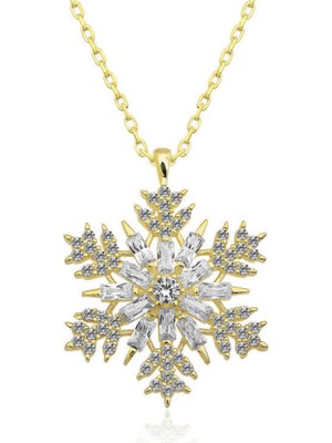 Gümüş Gold Kar Tanesi Kolye CSR2183280