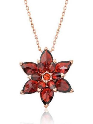 ​​Gümüş Rose Kırmızı Lotus Çiçeği Kolye CSR2180709