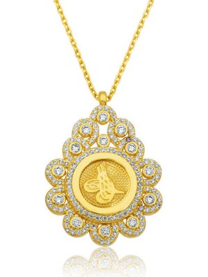 Gümüş Damla Çerçeveli Tuğra Kadın Kolye CSR2181347