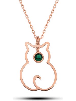 Caseras Gümüş Mayıs Ayı Doğum Taşı Kedi Kadın Kolye CSR2181046