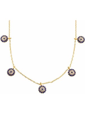 Gümüş Gold Nazarlı Şans Kadın Kolye CSR2181218