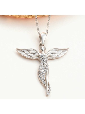Caseras Gümüş Kanatlı Melek Kadın Kolye CSR2180287