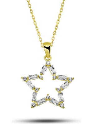 Caseras ​Gümüş Gold Baget Taşlı Yıldız Kadın Kolye CSR2184990