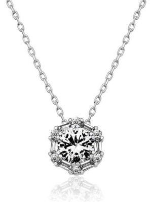 Gümüş Buz Beyazı Baget Taşlı Kadın Kolye CSR2181175