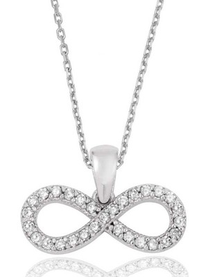 Caseras Gümüş Beyaz Taşlı Sonsuzluk Kadın Kolye CSR2181759