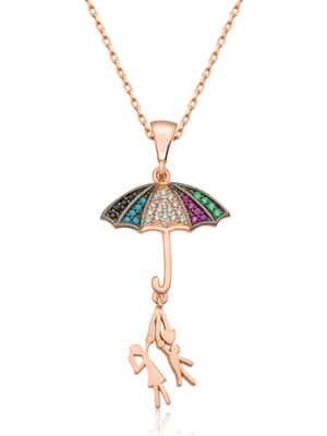 Caseras ​Gümüş Şemsiye Tutan Aşıklar Kolye CSR2181152