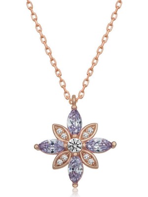 Caseras Gümüş Lila Taşlı Umut Çiçeği Kolye CSR2180817