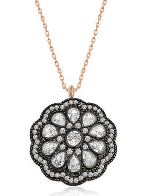 Caseras Gümüş Çiçek Desenli Elmas Montür Kolye CSR2180736