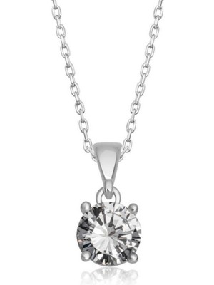 Caseras Gümüş Yuvarlak Zirkon Taşlı Kadın Kolye CSR2181242