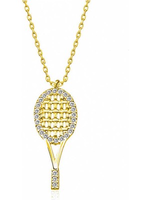 Caseras Gümüş Gold Tenis Raketi Kadın Kolye CSR2181205