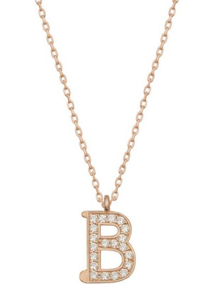 Caseras Gümüş Rose B Harfi Kadın Kolye CSR2184286