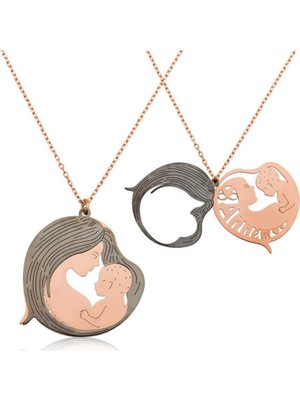 Caseras Gümüş Rose Anne ve Bebek Kolye CSR2180583
