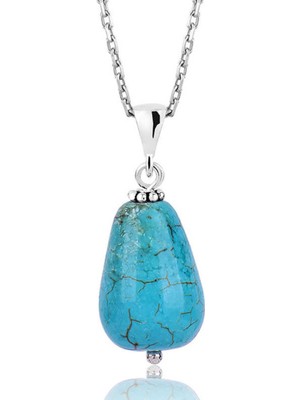 Caseras Gümüş Turkuaz Doğal Taş Kadın Kolye CSR2180595