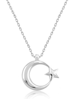 Caseras Gümüş Ay Yıldız  Kadın Kolye CSR2183867