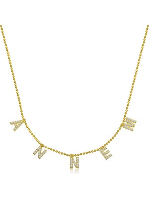 Caseras ​Gümüş Gold Annem Yazılı Kadın Kolye CSR2180848