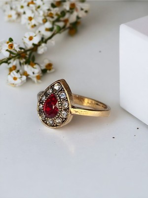 Fayra Accessories Kristal Taşlı Küçük Su Damlası Yüzük